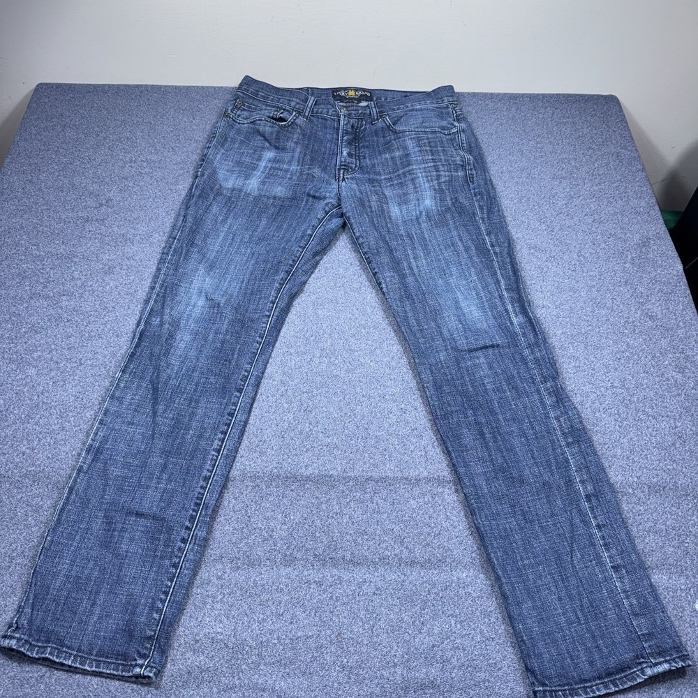 Lucky Brand 121 Heritage Slim Mens Jeans 30x30 Medium Wash Blue Denim Distressed